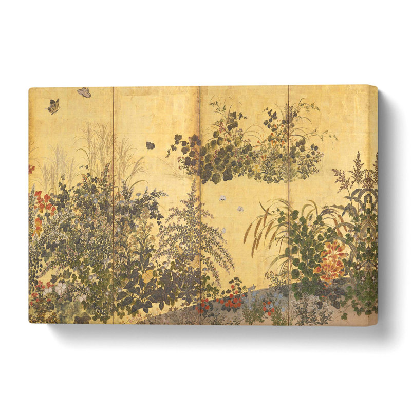 Butterflies & Flowers - Wrapped Canvas Painting, 50 cm H x 76 cm W