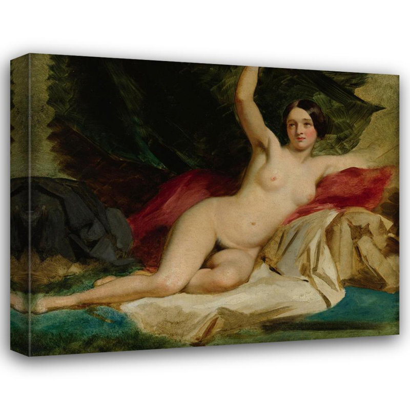 Nu féminin dans un paysage, H 15 po x l 18 po