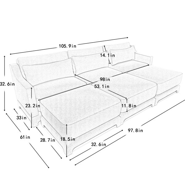 Latitude Run® Beige Three - Seater With Chenille Material, 3 Movable ...