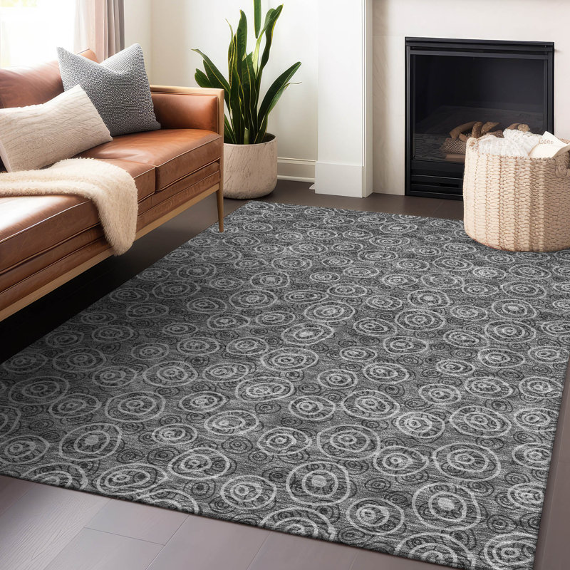 Premium Machine Washable Prisco Gray Rug, Rectangle 9' x 12'