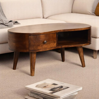 Artisan Furniture Solid Wood Mini Chesnut Wave Coffee Table