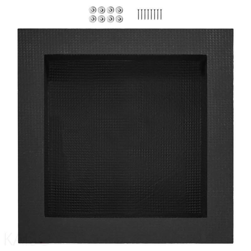 Niche de douche prête à poser 16 po x 16 po, organisateur à tablette simple, coins carrés encastrés et encastré, niche de rangement scellée à savon moderne pour salle de bain, noir