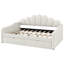Lit de jour double rembourré avec dossier coquille et 2 tiroirs - Canapé-lit de rangement beige pour les invités-570644603