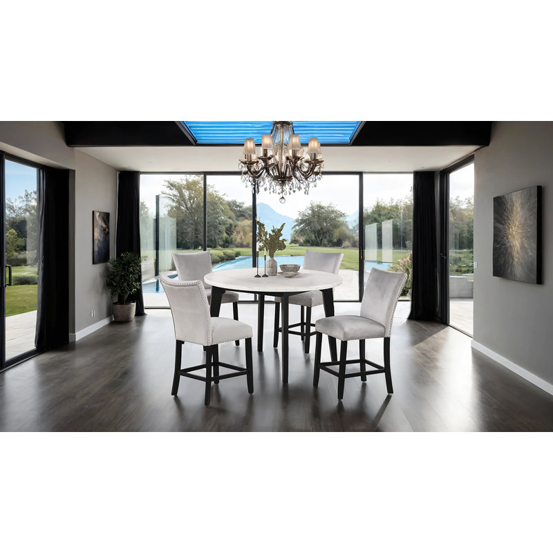 Andea 5-pcs Round Counter Height Table Set