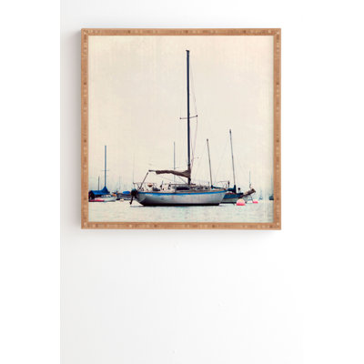 « navires en mer », reproduction de photo sur bois encadrée