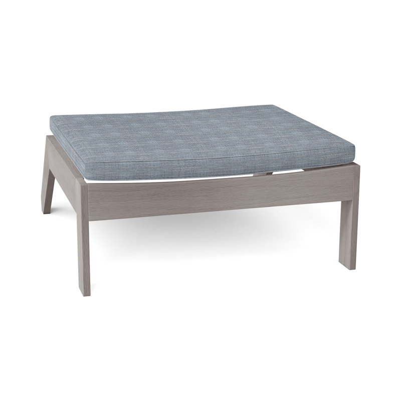Repose-pieds Ashland en teck Adirondack - Huître, InsideOut® Rollo ‑ lin Chambray, Welt, Huître teck
