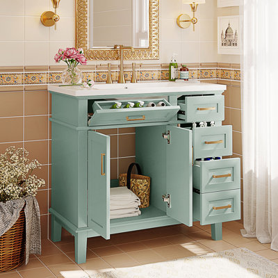 Meuble-lavabo de salle de bain avec lavabo en résine, armoire de salle de bain moderne
