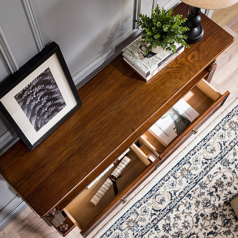Multi Functional Solid Wood Console Table, Brown, 34.65" H x 39.37" W x 13.78" D