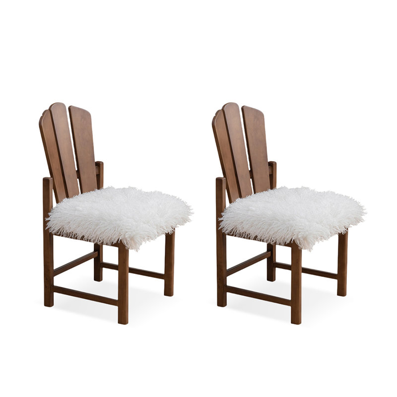 Brown&White Solid back side Chair(Set of 2)