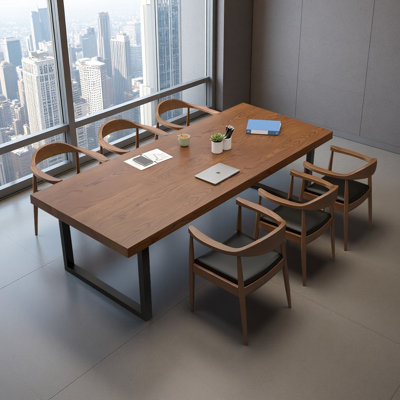 Nut-Brown Solid Wood Rectangular Conference Tables by Latitude Run