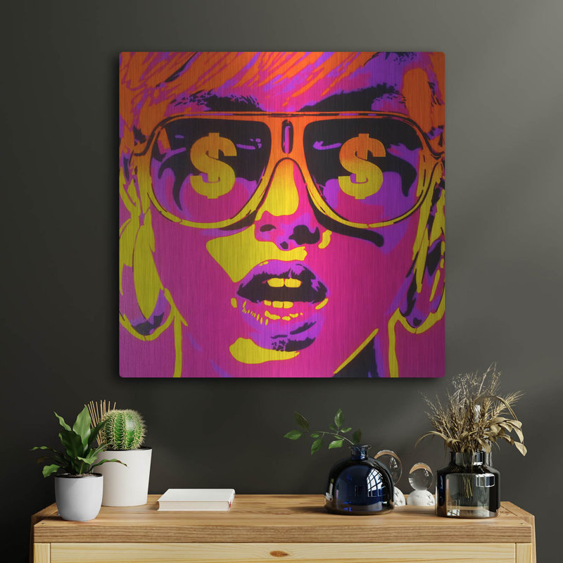 Art mural de luxe «Pop Star Dollars» par Abstract Graffiti, H 24 po x l 24 po