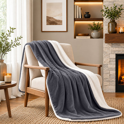 Sherpa Fleece Fur Thick Reversible Blanket Throw