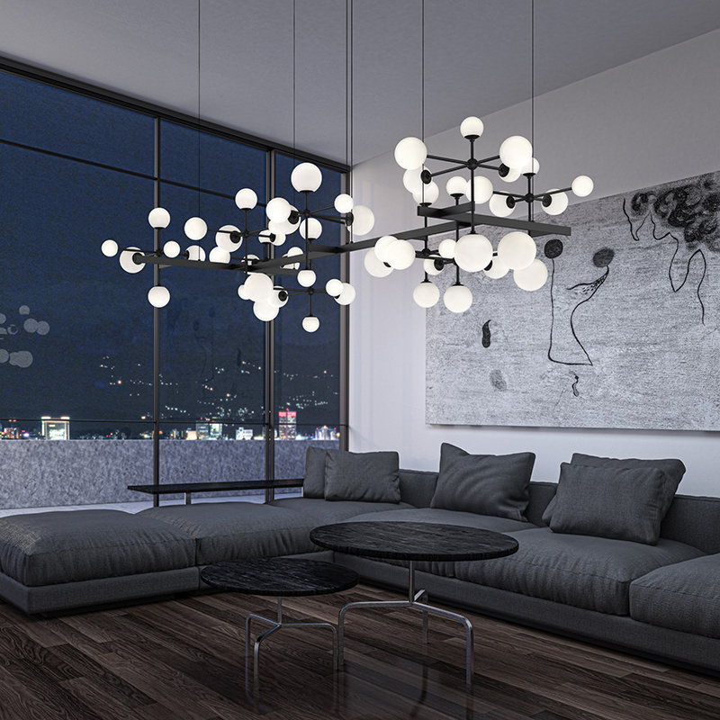 Nebula 19 - Light LED Chandelier, Satin Black
