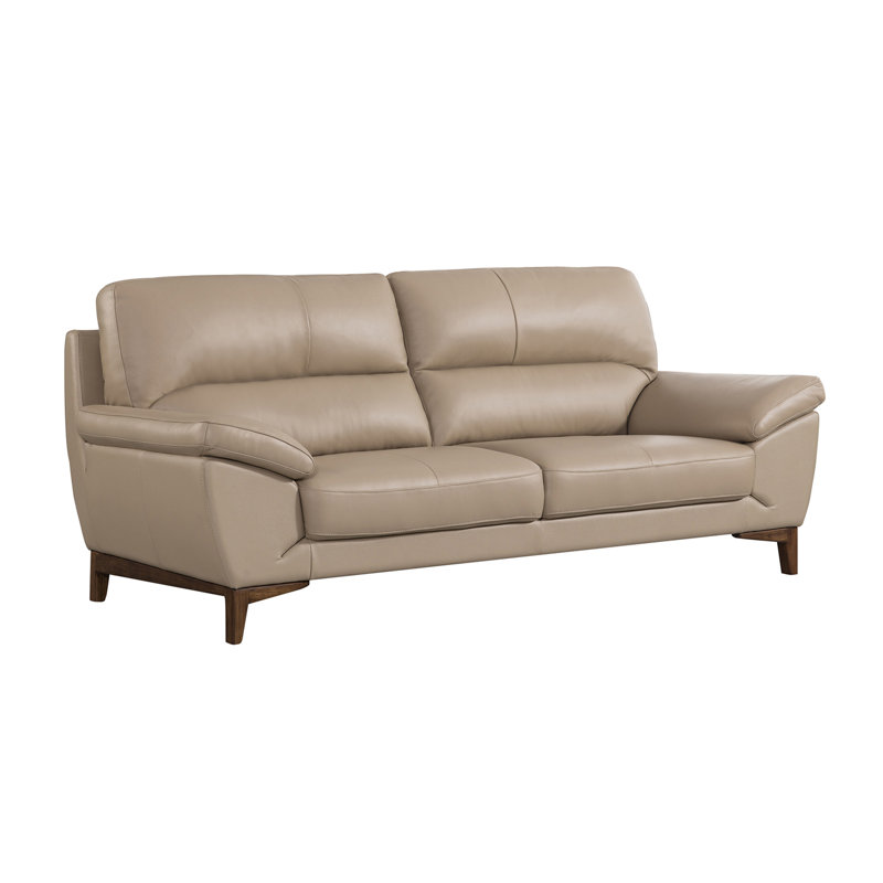 Canapé à accoudoirs en cuir assorti 85 po Forestport, Cuir véritable brun clair