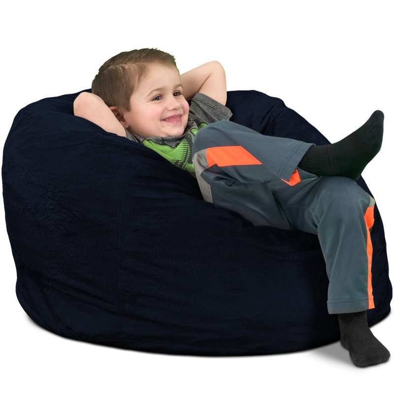  | Fauteuil à billes pour enfant 3 pi | Rembourrage en mousse - Housse lavable amovible, fourrure orange, 20"H x 30"W x 30"D