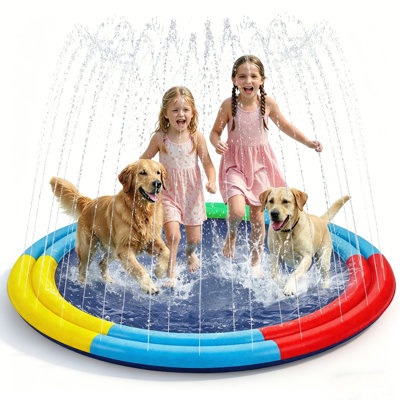 Très grand coussin antidérapant pour enfants et chiens de 78 po, tapis de jeu d'eau d'extérieur épais