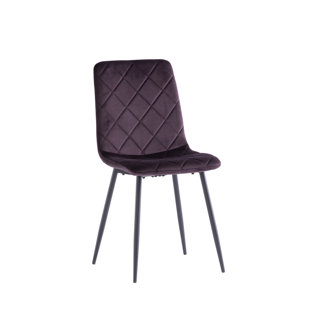 45cm H Velvet Upholstered Side Chair in Grey