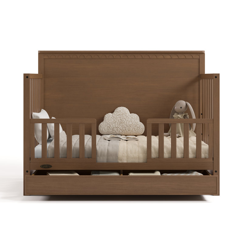 Sasha 5-In-1 Convertible Crib With Drawer, Hazelnut