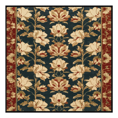Machine Washable Art Deco Black Area Rug