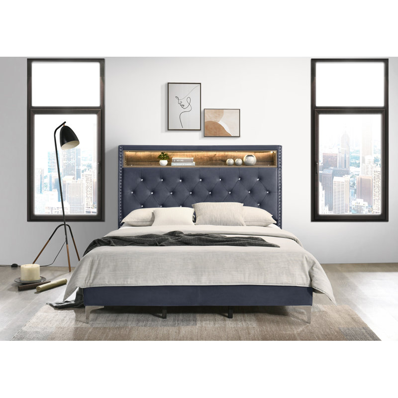 Javan Upholstered Bed, Kingsize (5'), Dark Grey