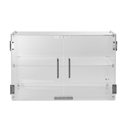2-Tier Acrylic Pastry Display Case 22.52"L x 20.55"W x 11.89"H Acrylic 1 Piece Countertop Bakery Display Natural Rear Double-Opening Door with Removable Shelves