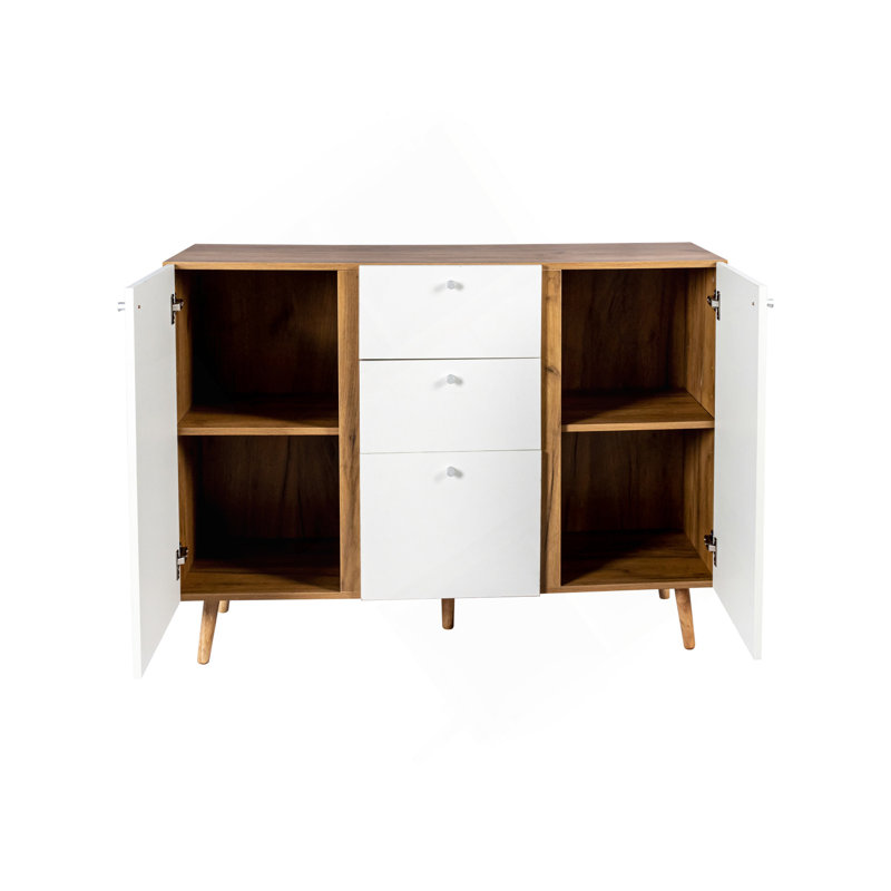 Buffet avec 3 tiroirs et 2 portes, buffet de 47,24 po avec tablettes réglables pour le salon, la salle à manger, le couloir