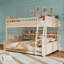 Lit double superposé au-dessus de grand lit double avec tablettes intégrées, lumières à changement de couleur et panneau perforé, beige-258880214-258880170