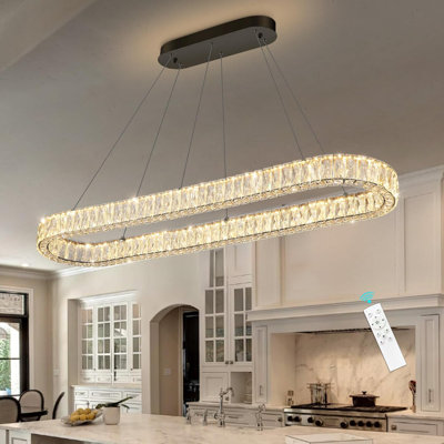 Modern Dimmable Crystal Led Long Chandelier