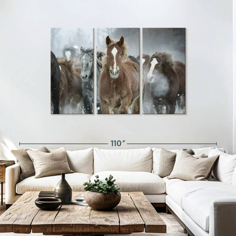 Horses In Winter, 48" H x 74" W