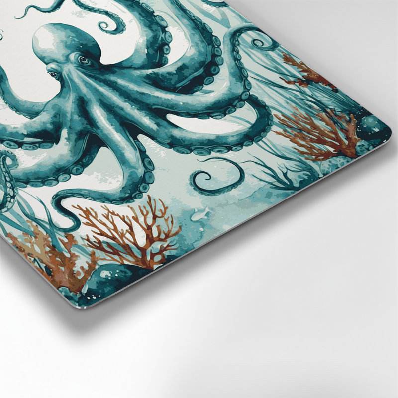 Art mural vert en métal Coastal Octopus Garden, H 32 po x l 32 po