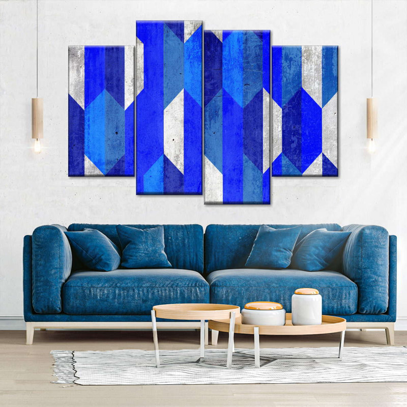 «Abstract Blue Hexagons», reproduction sur toile, H 43 po x l 27 po x P 1 po