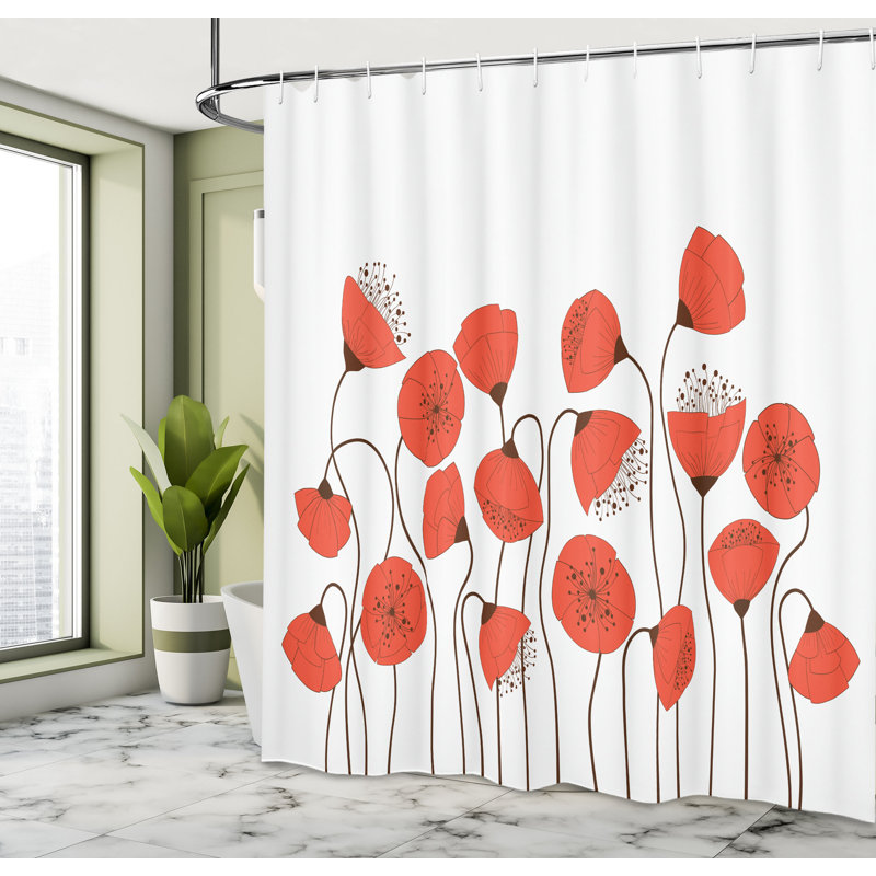 Shower Curtain with Hooks Included, 75" H x 69" W