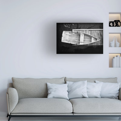 Wrapped Canvas Wall Art - Rick Berk 'Dory on the Dock' Wall Art for Living Room, Bedroom, or Office Décor - 16x24