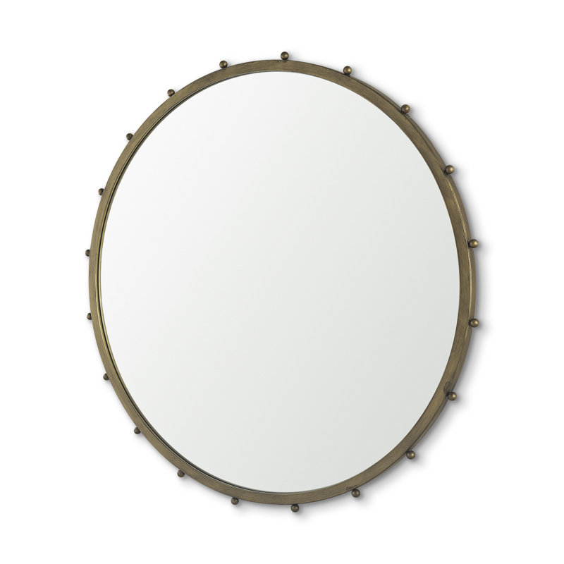 Weston Metal Round Mirror, 43.7" x 43.7", Gold