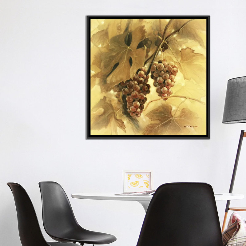 « raisins iii », reproduction sur toile, H 18 po x l 18 po x P 1,5 po, Toile avec cadre noir, Pas de tapis