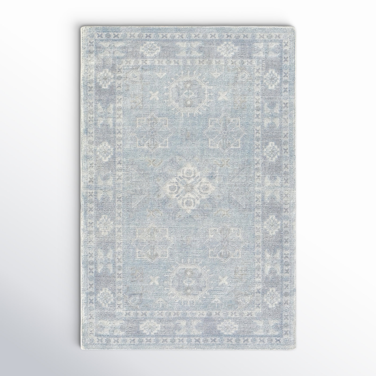 Hopkins Denim Sky Blue Hand-Tufted Oriental Rug, Rectangle 2' x 3'