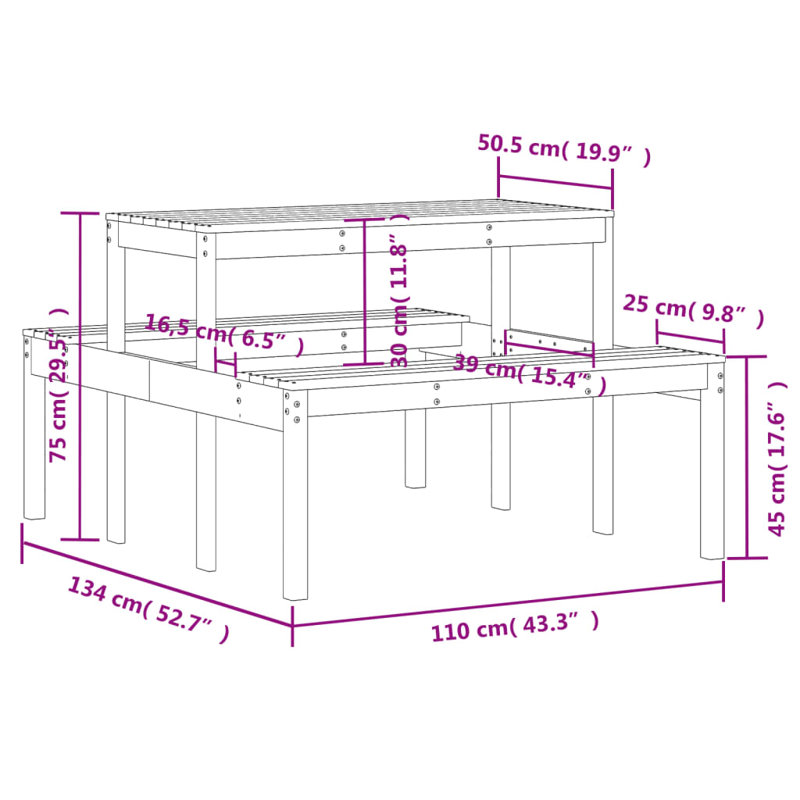 Coshocton Rectangular 110Cm L Outdoor Picnic Bench, Wax Brown