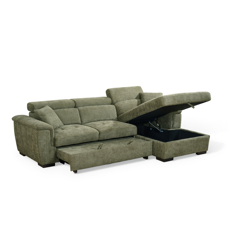Howerton 4 Seater Chenille Sofa Bed, Green