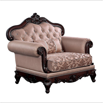 Traditional Style 1pc Chair Rolled Arms Nailhead Trim Accent Pillow Included
