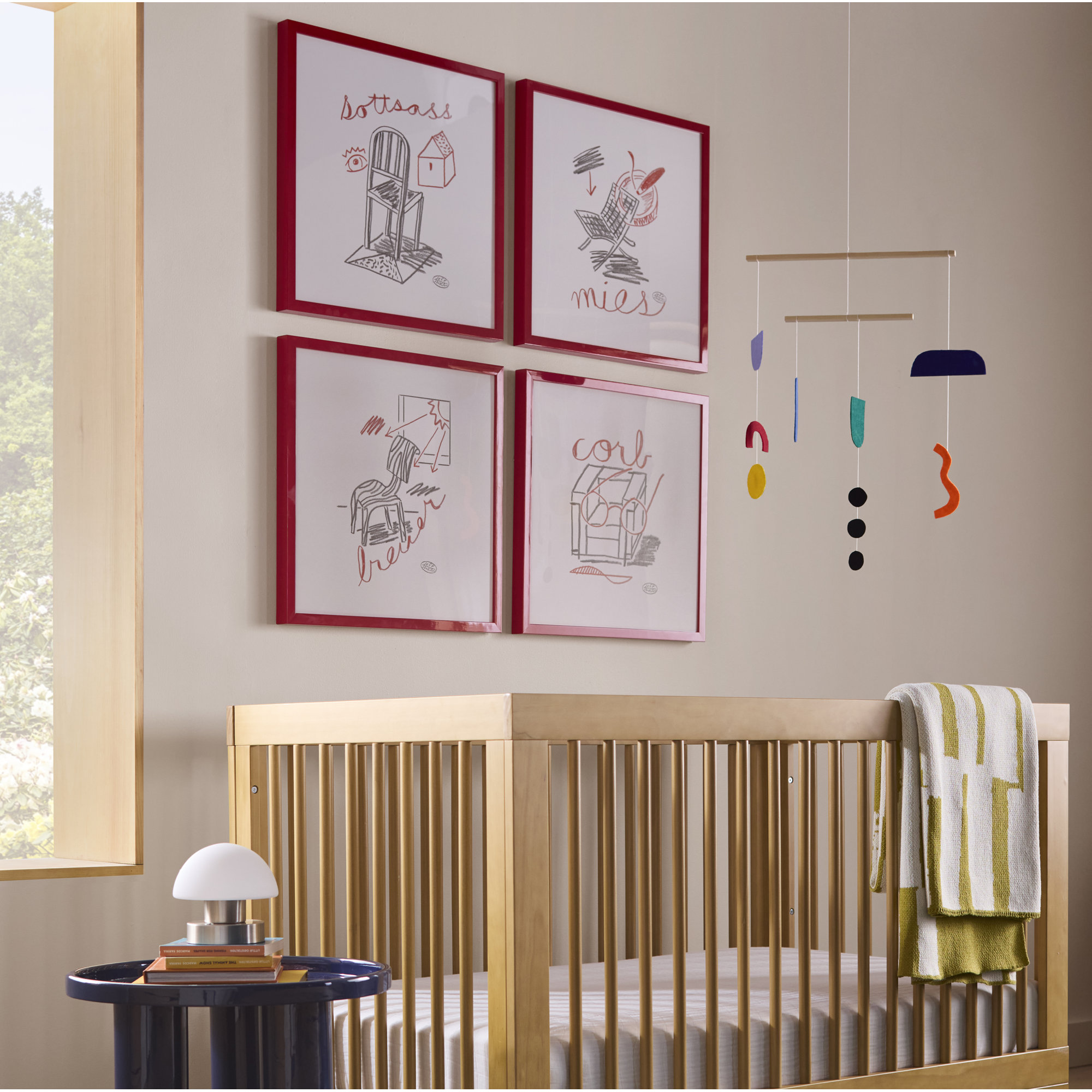 Chairs. Set Of 5 by Jeff Jackson, Red Single Picture Framed Paper, 30" W x 30" H