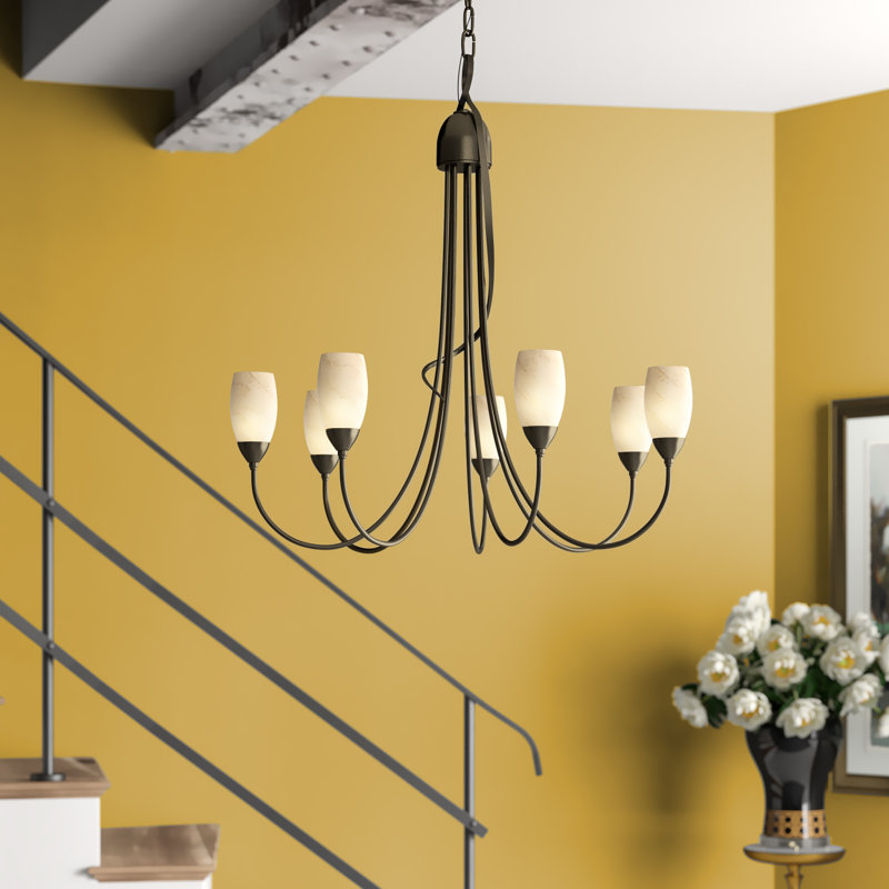 Flora 7 - Light Shaded Classic/Traditional Chandelier, Vintage Platinum