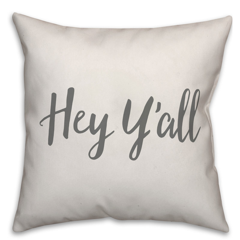 Textual Outdoor Throw Pillow, 18" H x 18" W, White/Dark Gray