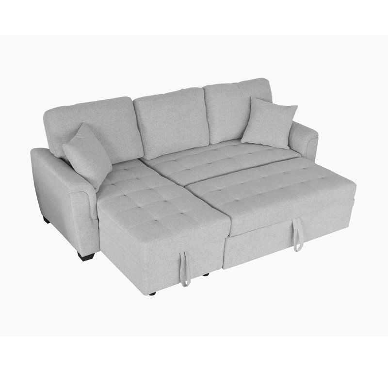 Jarlene Upholstered L-Shaped Sectional Left Hand Facing, Left-hand, Light Gray 100% Linen
