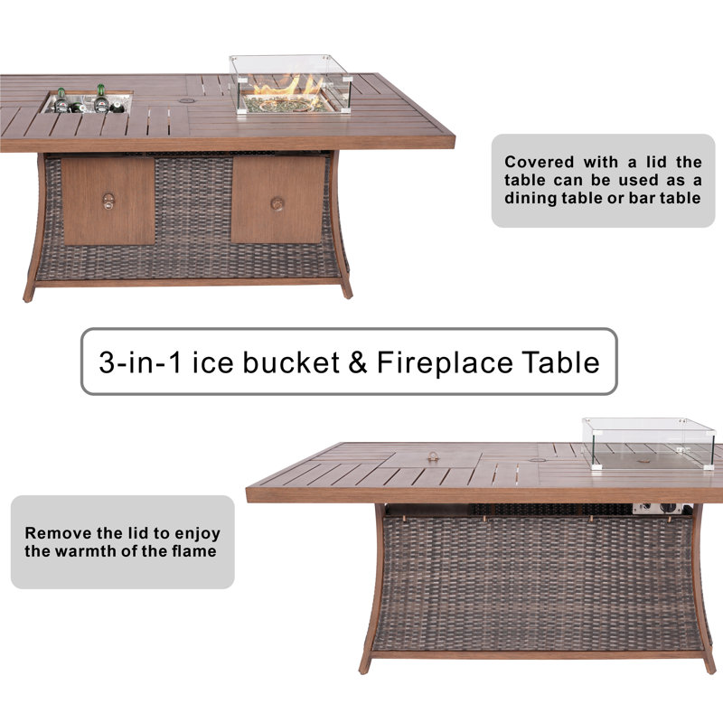 28.94 H Outdoor Fire Pit Table with Ice Bucket