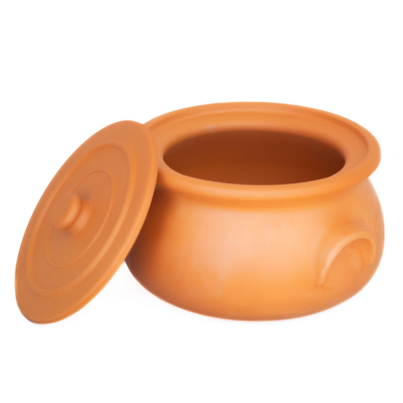 Pot en argile fabriqué à la main Hakan, couvercle, non émaillé, grand, 7,6 pte, 7,2 L