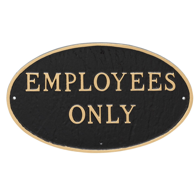 Plaque de jardin pour les employés seulement de bog, Noir / or, H 6 po x l 10 po x P 0,25 po