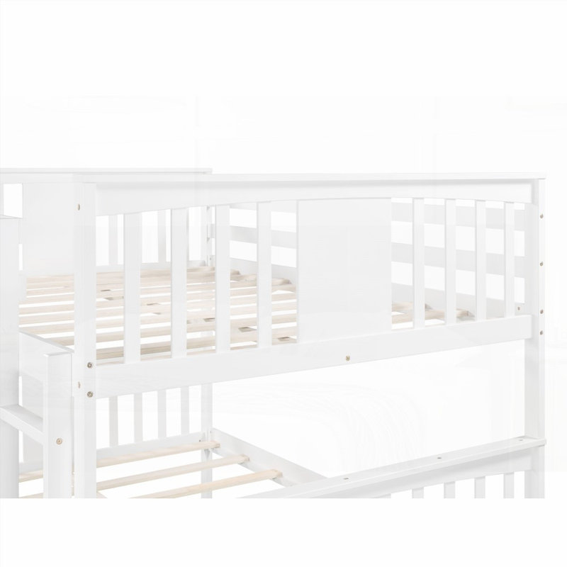Lit superposé double avec lit gigogne simple Échelle - Aucun sommier requis, robuste et amp; Durable (blanc), White
