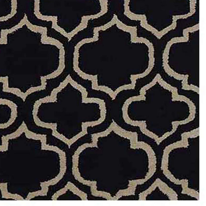 Bettejo Hand Tufted Wool Eco-Friendly Area Rugs - Rectangle, Black White Color, Geometric Modern Design, High Pile Thick Handmade Anti Skid Area Rugs for Living Room, Bed Room