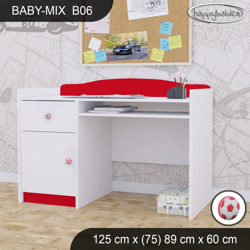 125cm Computer Desk, Red