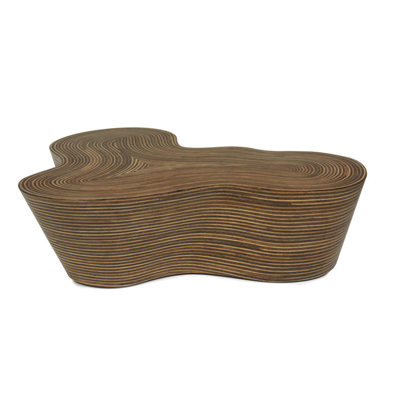 Showtime Modern Abstract Rattan Inlaid Coffee Table